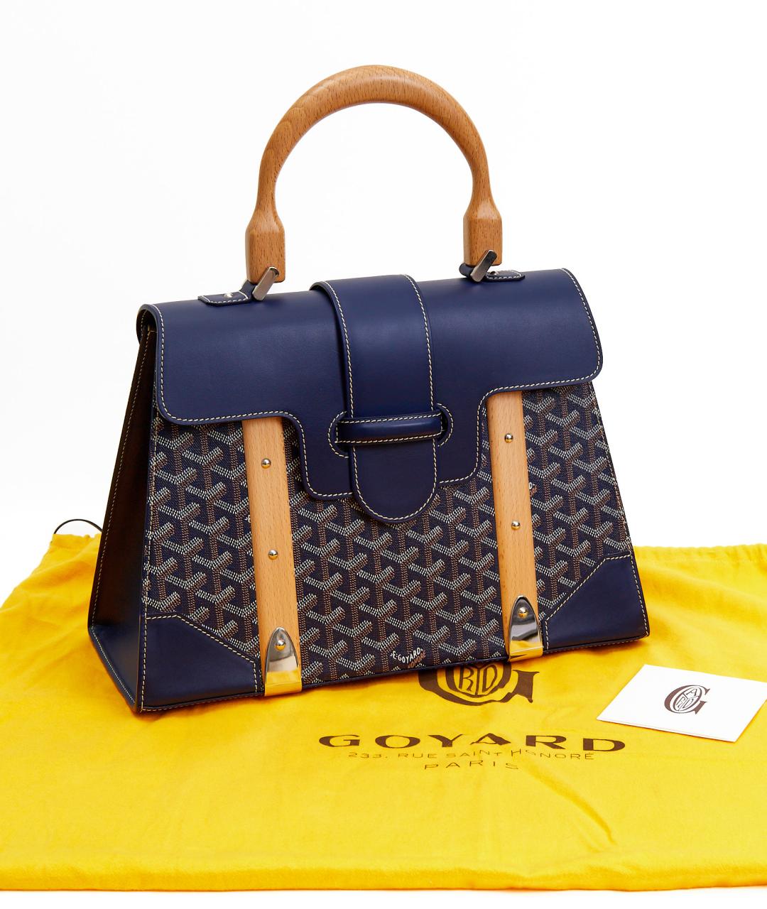 GOYARD Синяя кожаная сумка с короткими ручками, фото 3