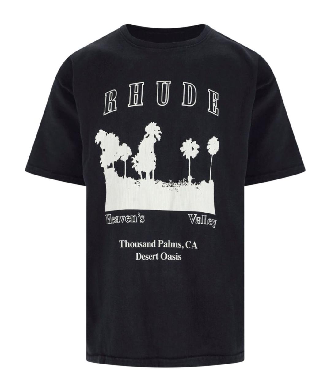 RHUDE Черная хлопковая футболка, фото 1