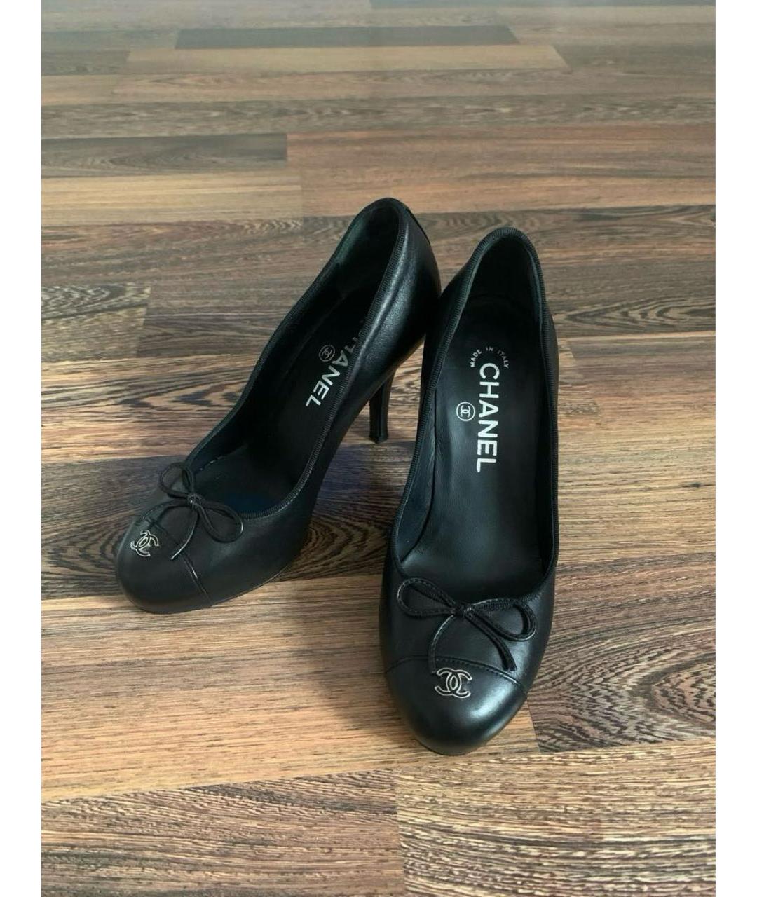 CHANEL Черные кожаные туфли, фото 6