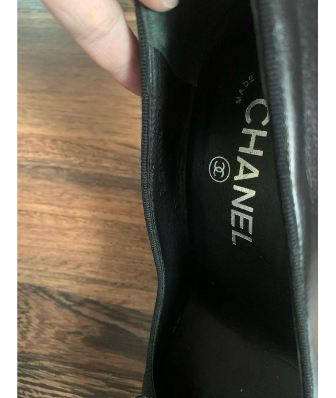 CHANEL Черные кожаные туфли, фото 5