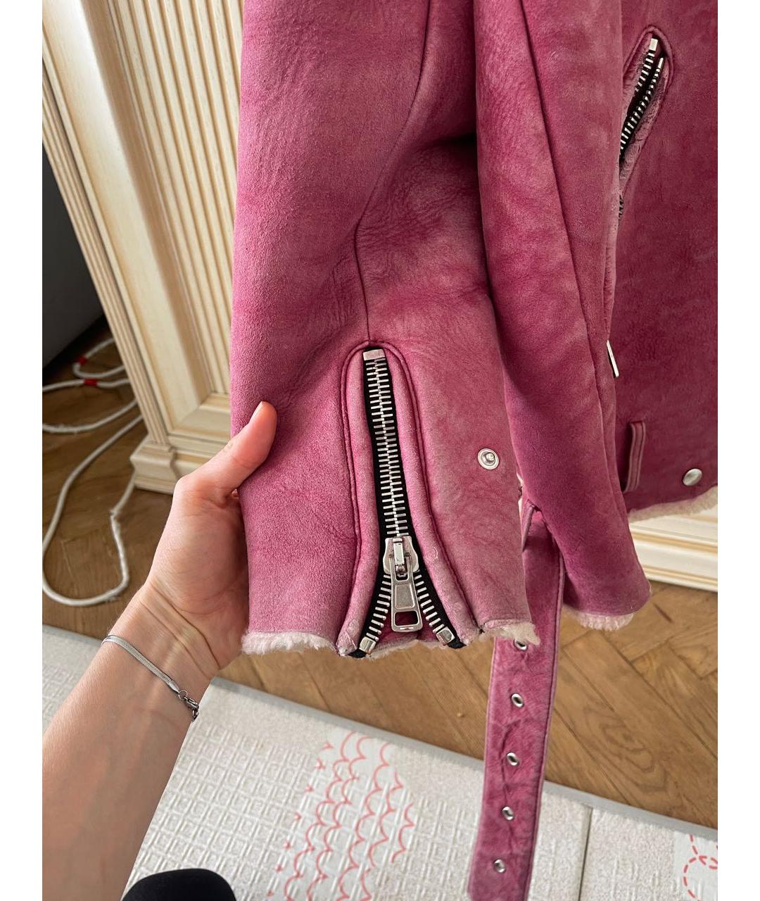 ACNE STUDIOS Бордовая кожаная дубленка, фото 6