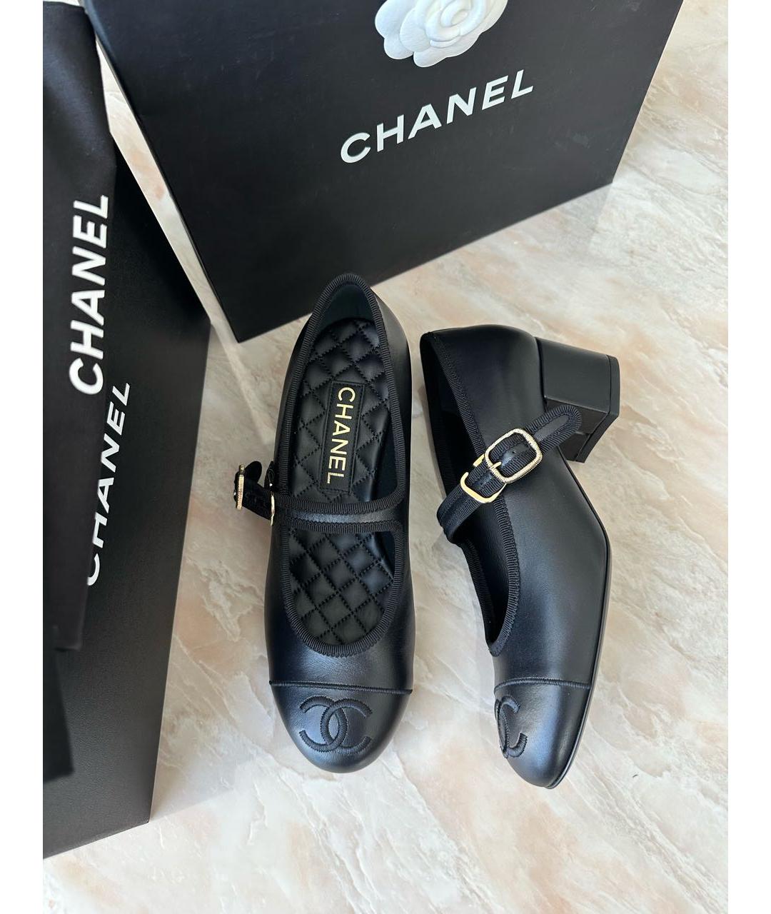 CHANEL Черные кожаные туфли, фото 4