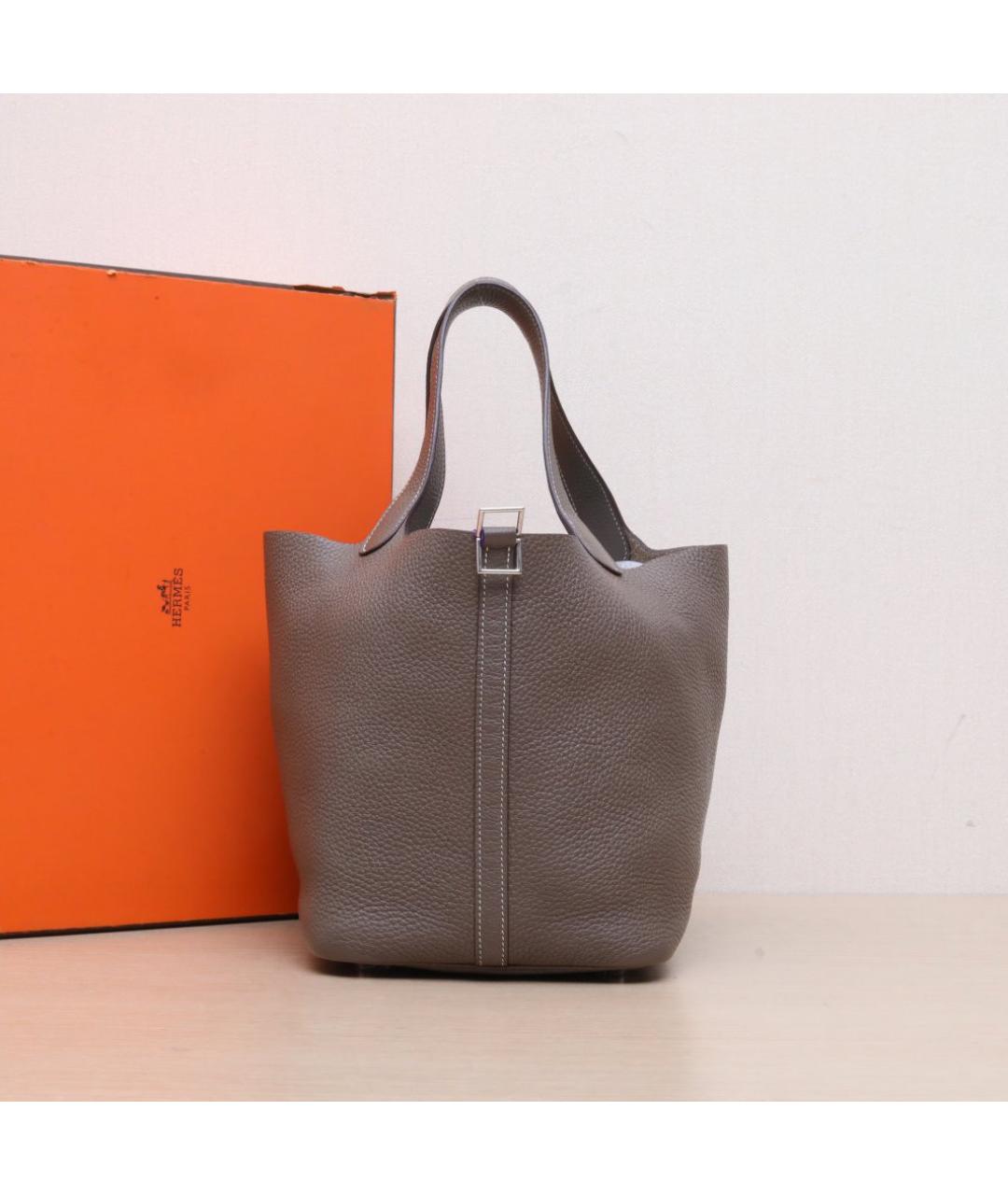 HERMES Коричневая кожаная сумка тоут, фото 2