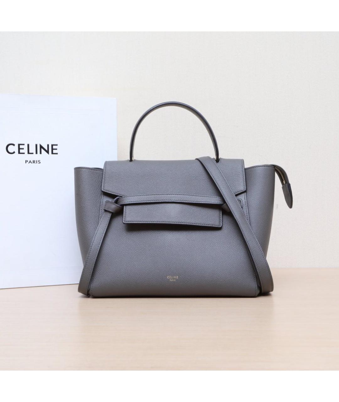 CELINE Серая кожаная сумка через плечо, фото 2