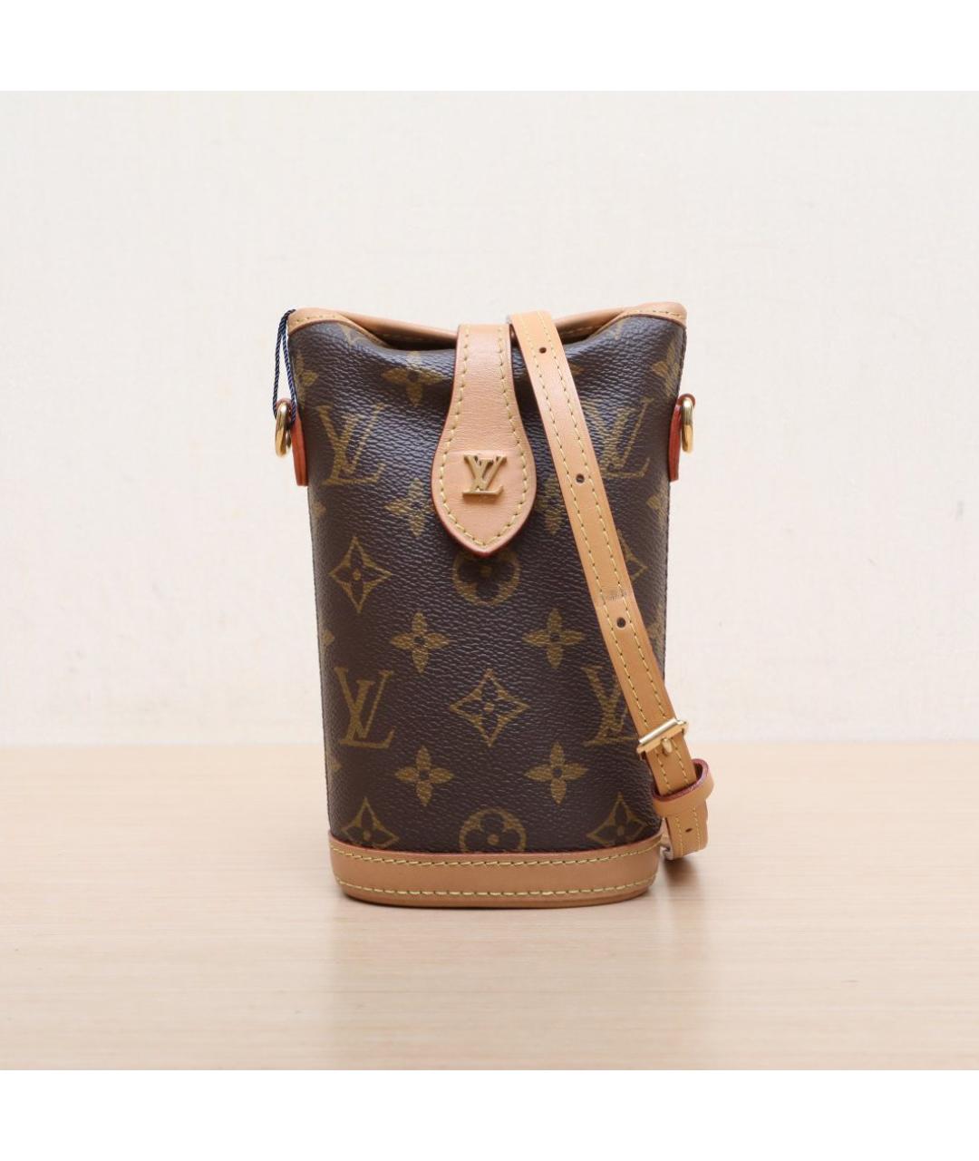 LOUIS VUITTON Коричневая кожаная сумка через плечо, фото 3