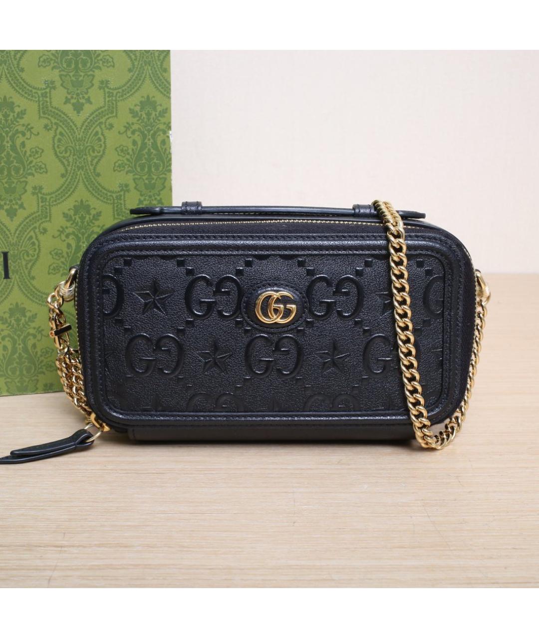 GUCCI Черная кожаная сумка через плечо, фото 2