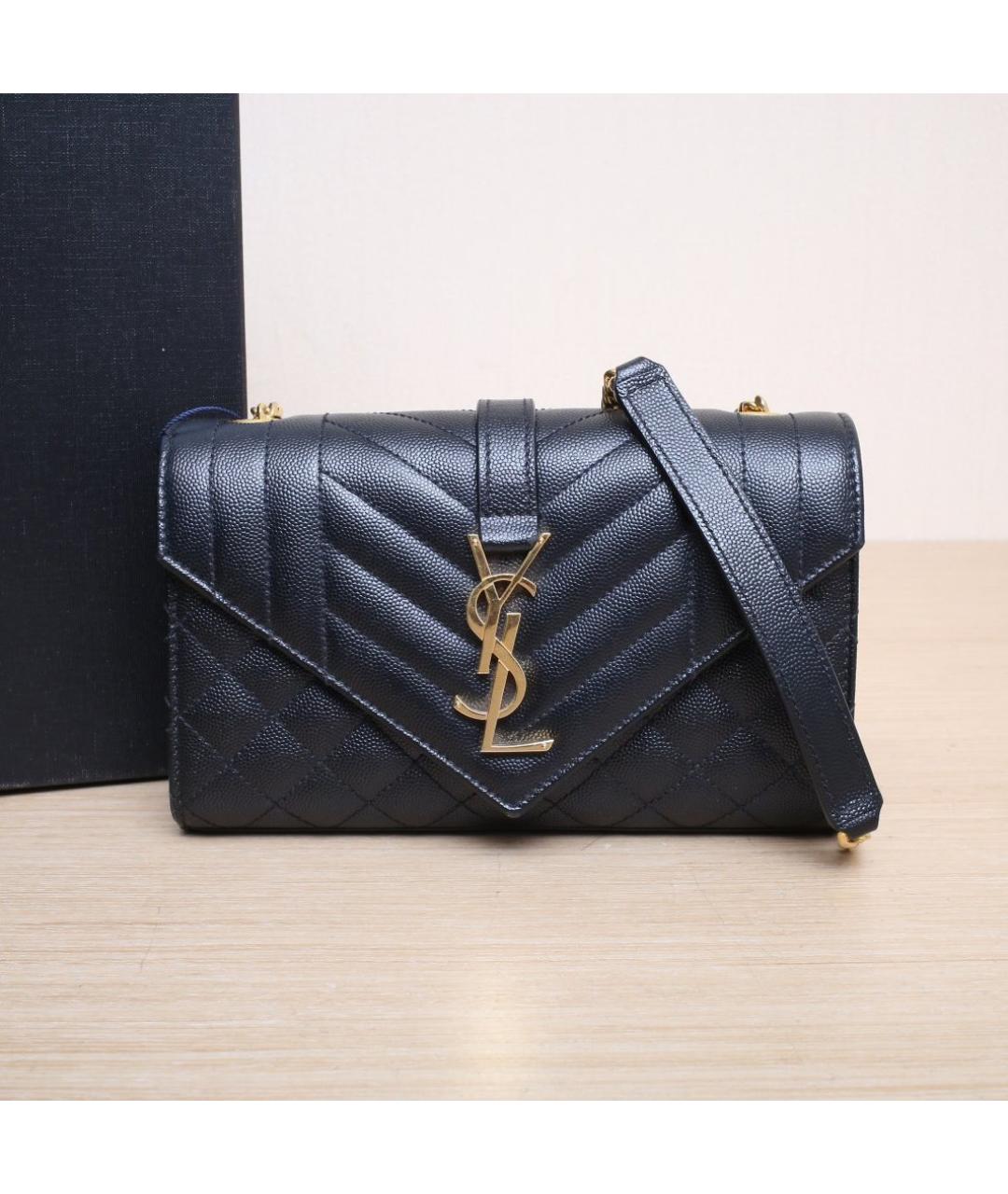 SAINT LAURENT Черная кожаная сумка через плечо, фото 2