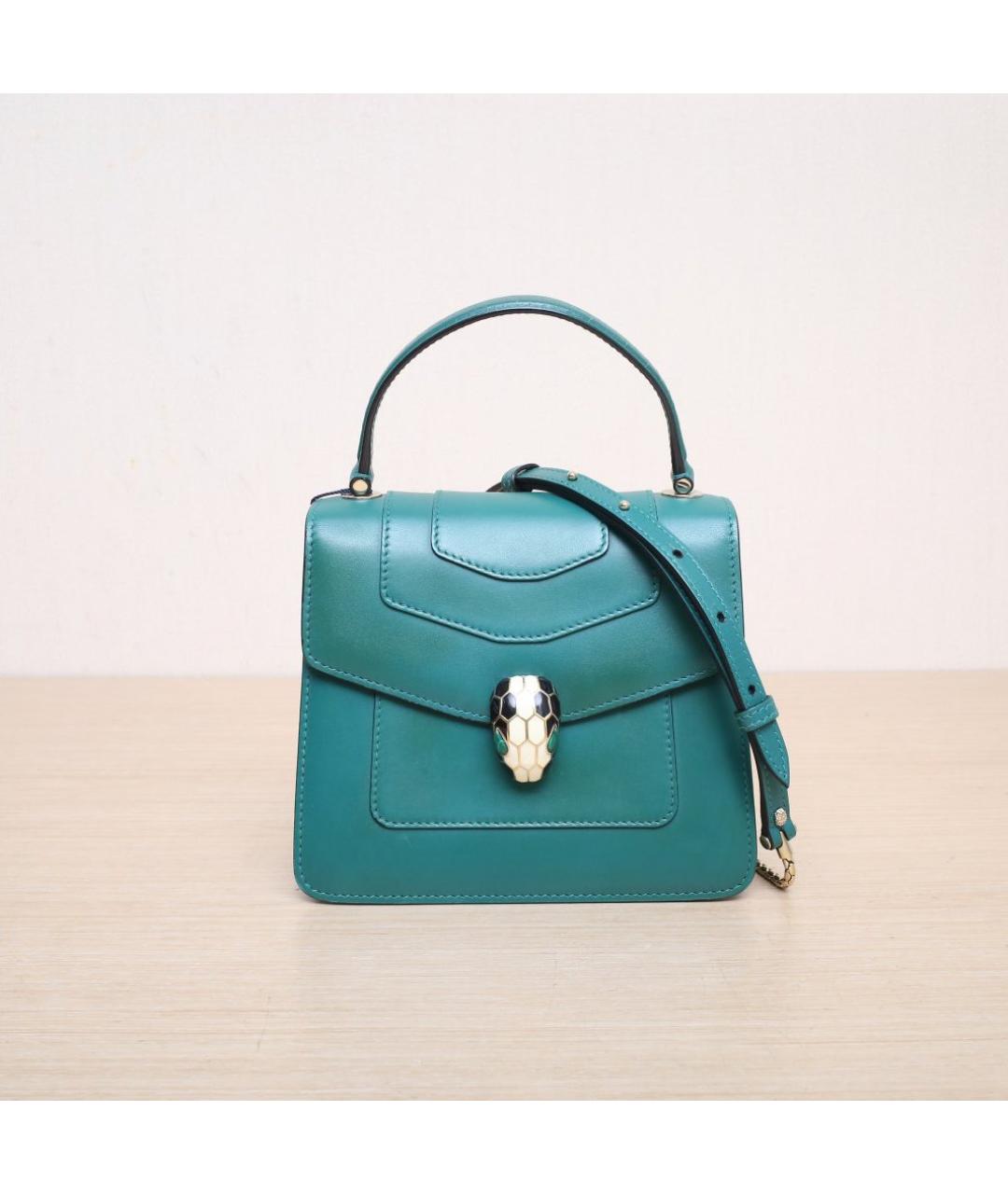 BVLGARI Зеленая кожаная сумка через плечо, фото 3
