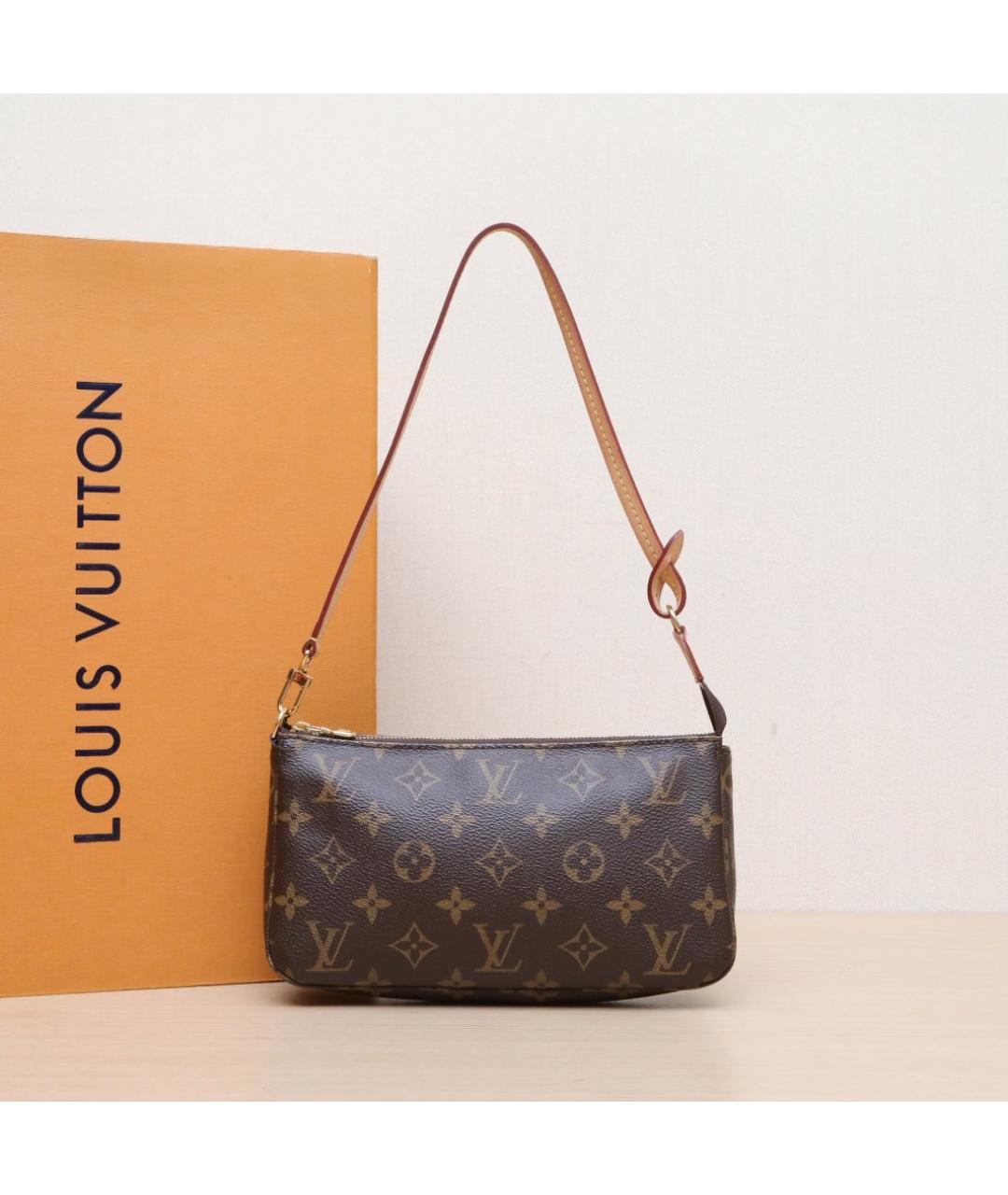 LOUIS VUITTON Коричневая кожаная сумка через плечо, фото 2