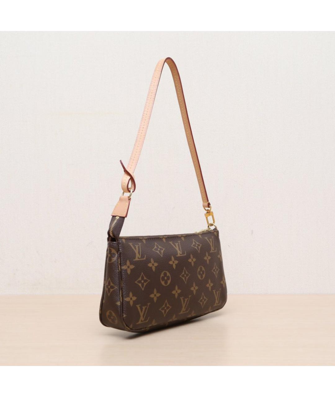 LOUIS VUITTON Коричневая кожаная сумка через плечо, фото 6