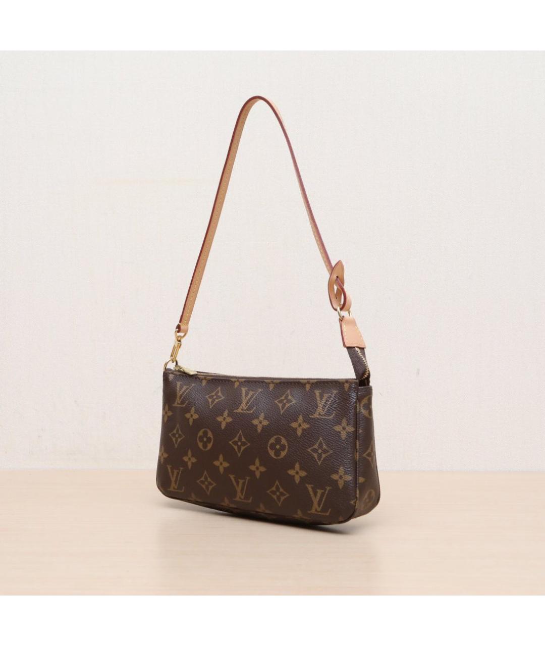 LOUIS VUITTON Коричневая кожаная сумка через плечо, фото 4