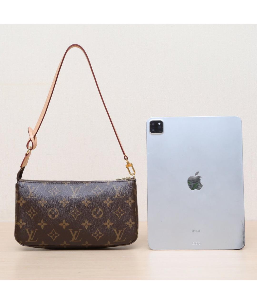 LOUIS VUITTON Коричневая кожаная сумка через плечо, фото 7