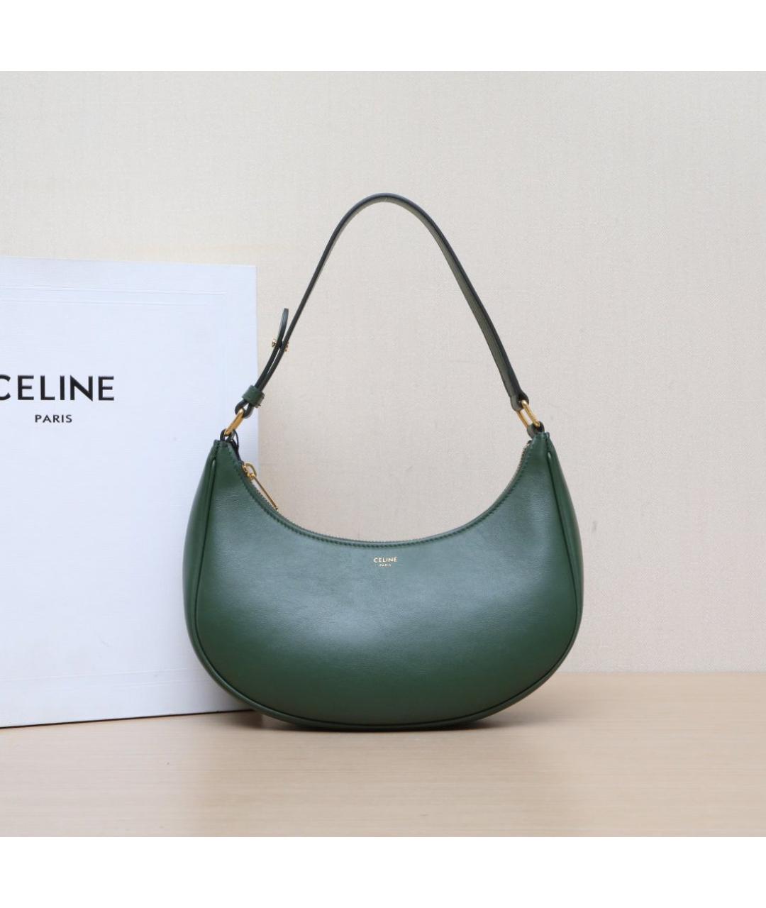CELINE Зеленая кожаная сумка через плечо, фото 2