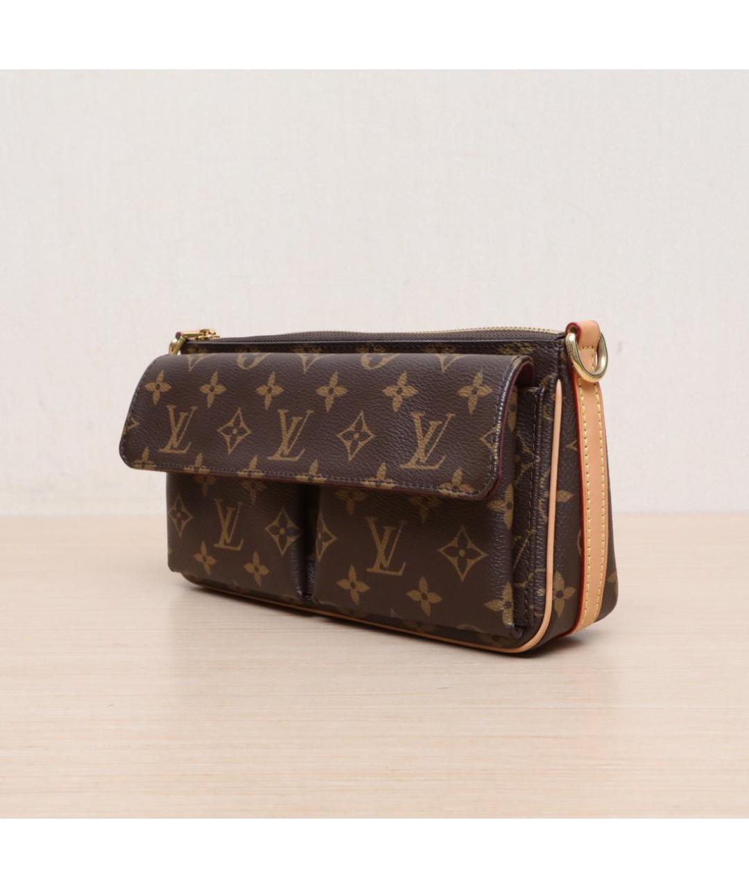 LOUIS VUITTON Коричневая кожаная сумка через плечо, фото 4