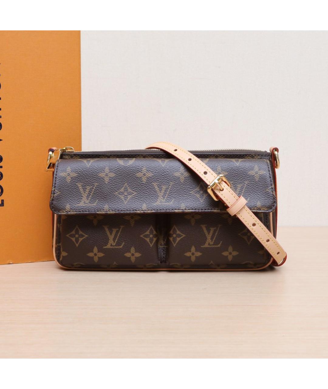 LOUIS VUITTON Коричневая кожаная сумка через плечо, фото 2