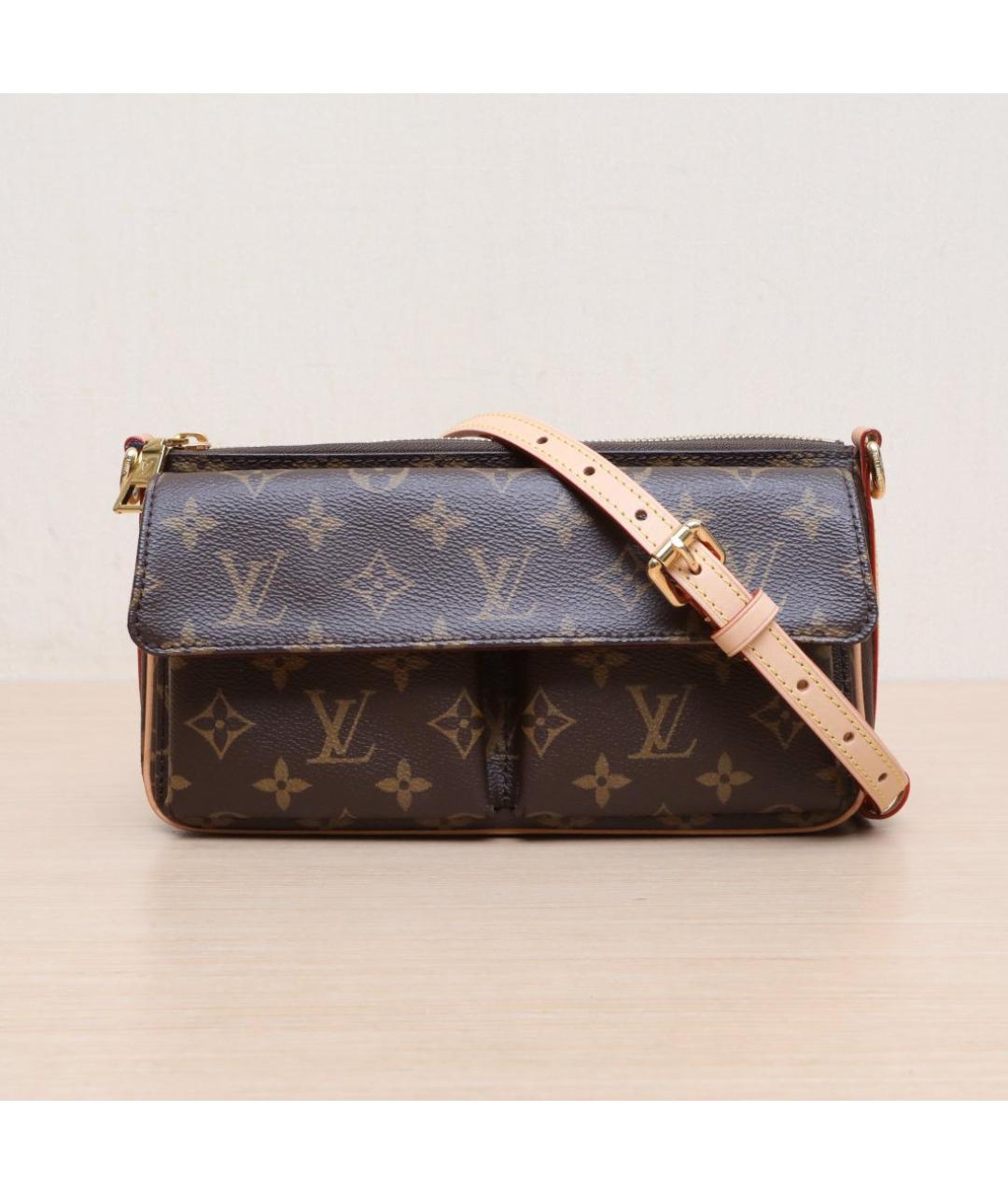 LOUIS VUITTON Коричневая кожаная сумка через плечо, фото 3
