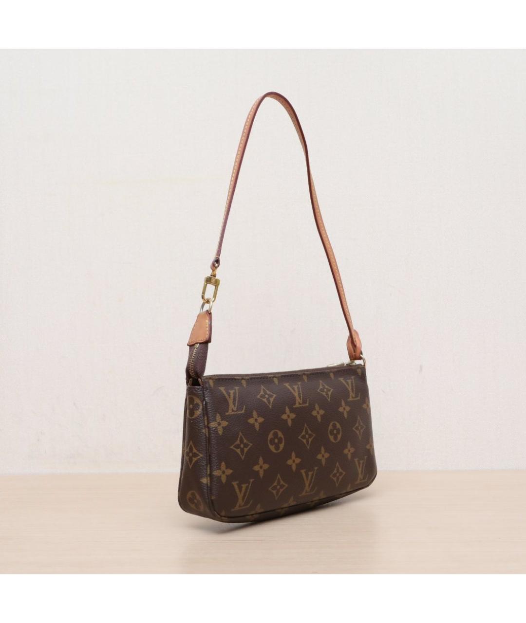 LOUIS VUITTON Коричневая кожаная сумка через плечо, фото 6