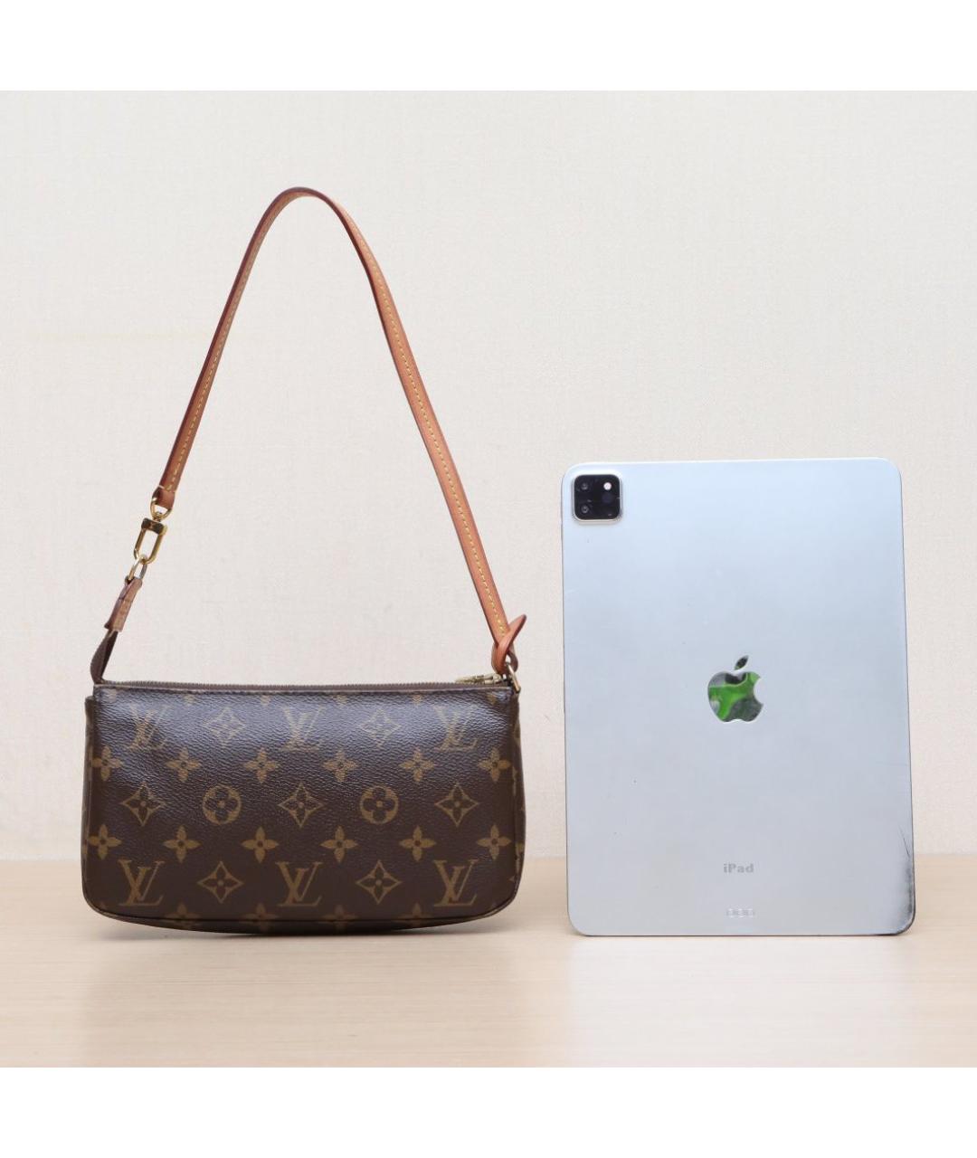 LOUIS VUITTON Коричневая кожаная сумка через плечо, фото 7