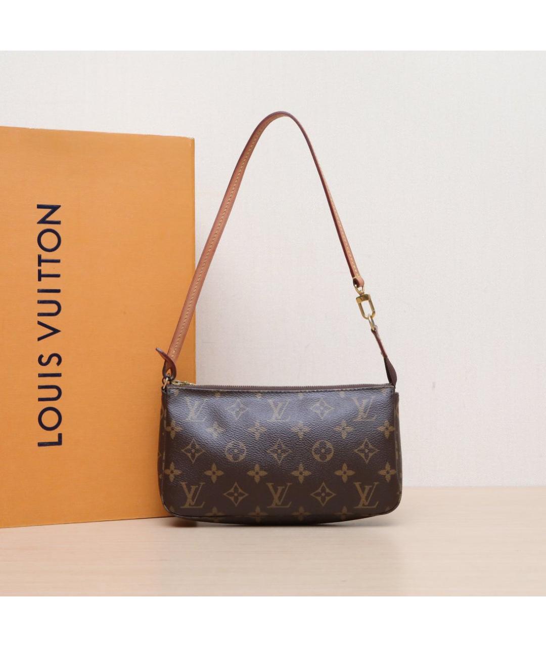 LOUIS VUITTON Коричневая кожаная сумка через плечо, фото 2