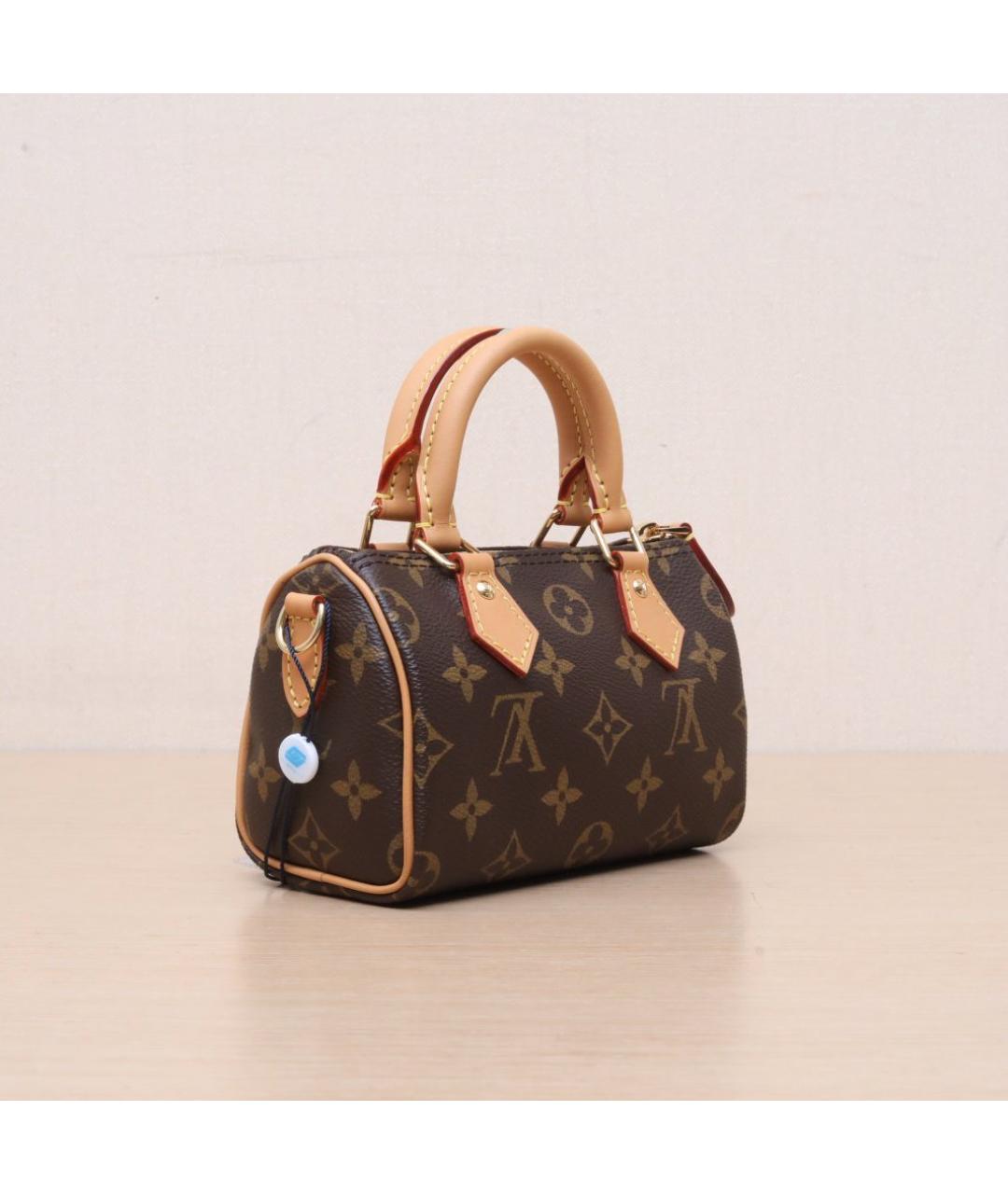 LOUIS VUITTON Коричневая кожаная сумка через плечо, фото 6