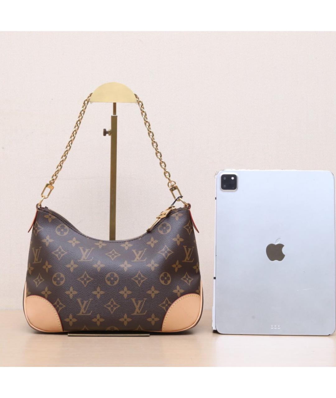 LOUIS VUITTON Коричневая кожаная сумка через плечо, фото 7