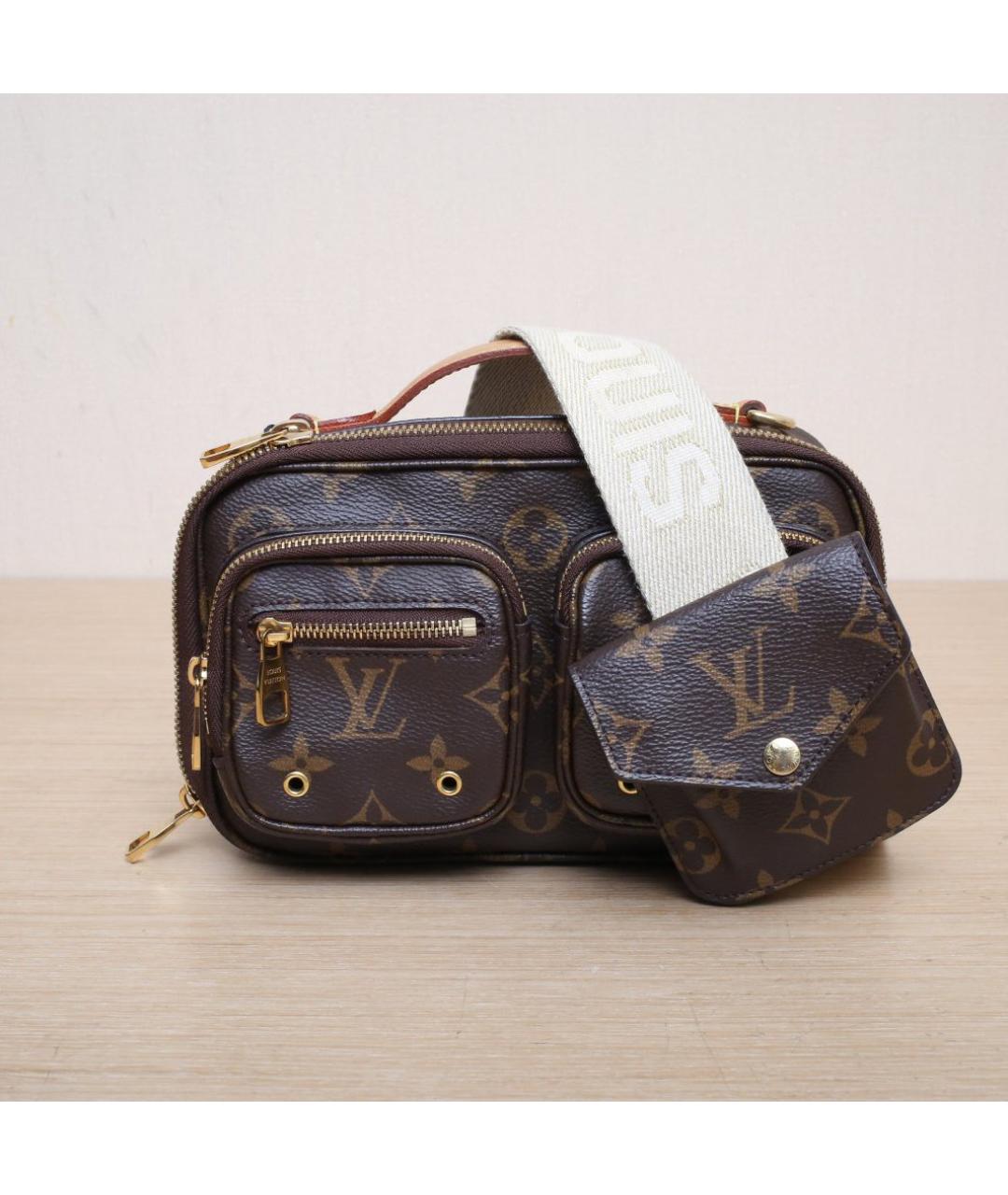 LOUIS VUITTON Коричневая кожаная сумка через плечо, фото 3