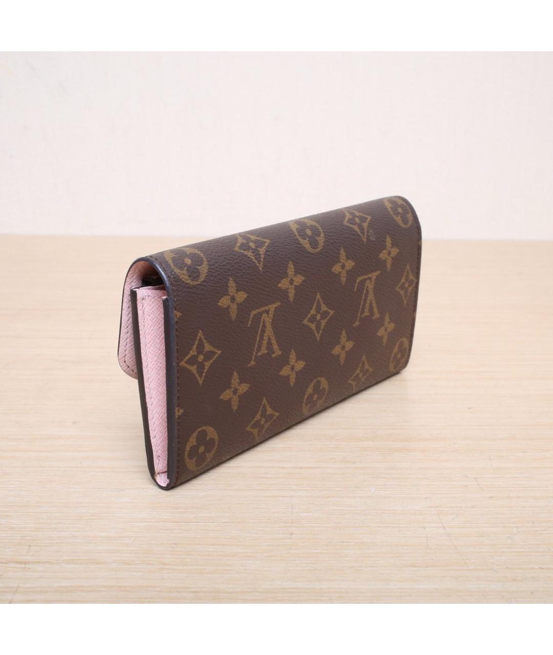 LOUIS VUITTON Коричневый кожаный кошелек, фото 6