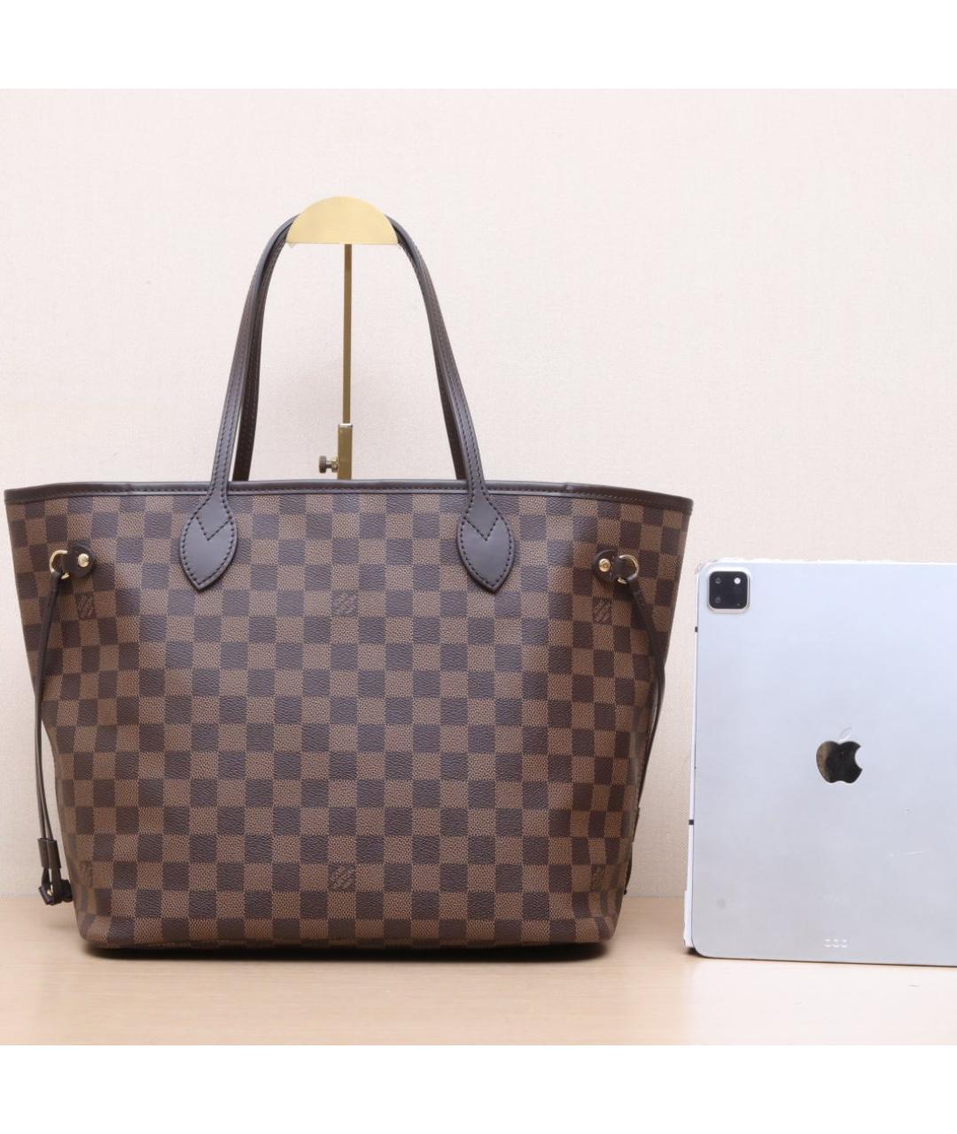 LOUIS VUITTON Коричневая кожаная сумка тоут, фото 7
