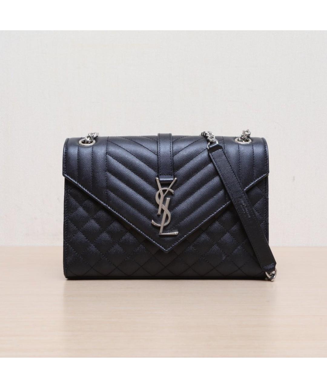 SAINT LAURENT Черная кожаная сумка через плечо, фото 3