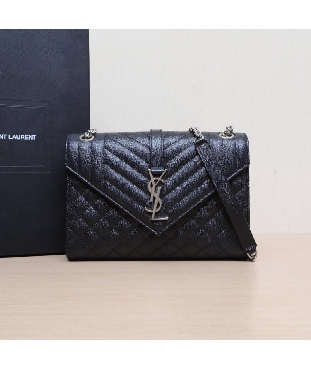 SAINT LAURENT Черная кожаная сумка через плечо, фото 2
