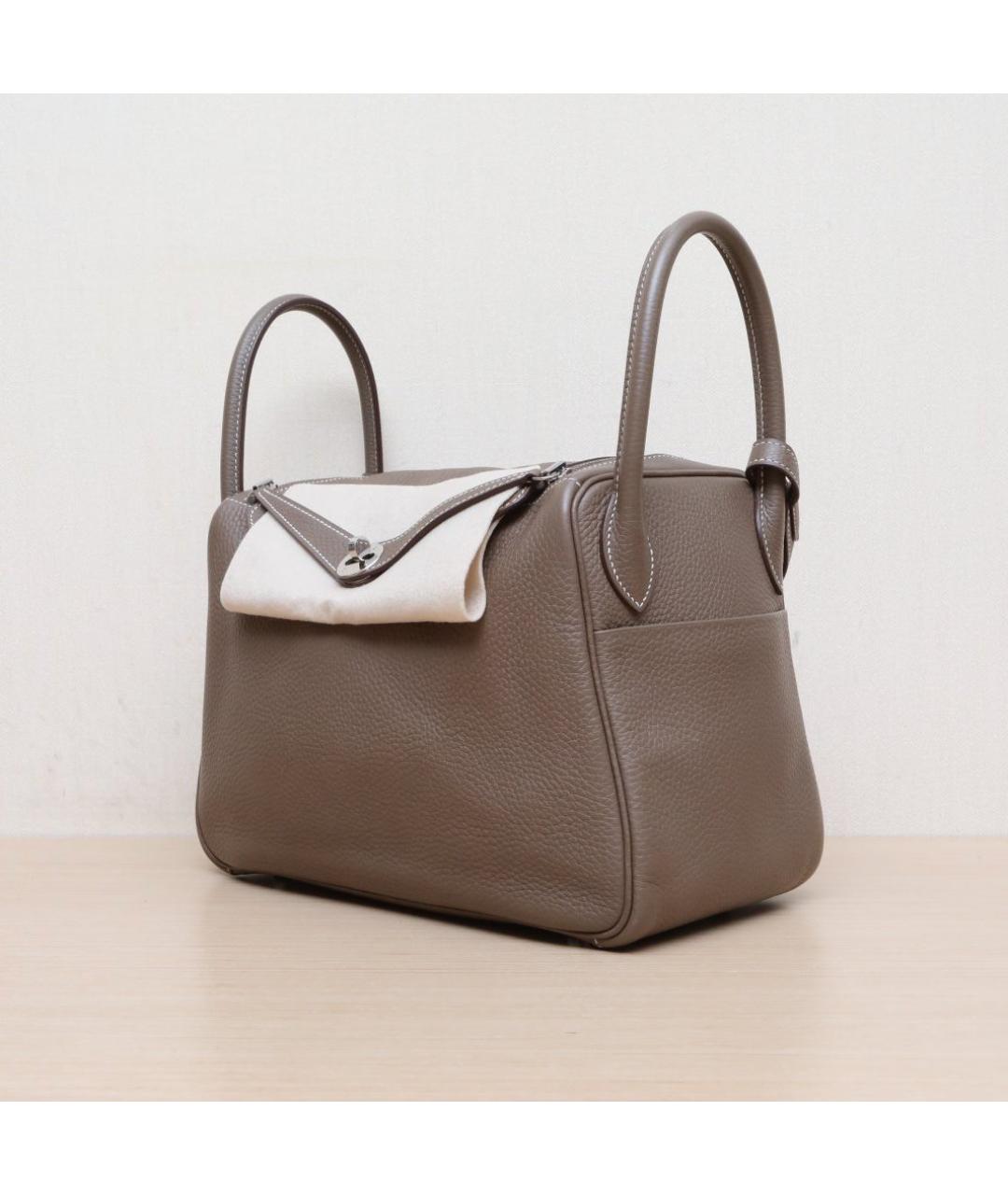 HERMES Коричневая кожаная сумка тоут, фото 4