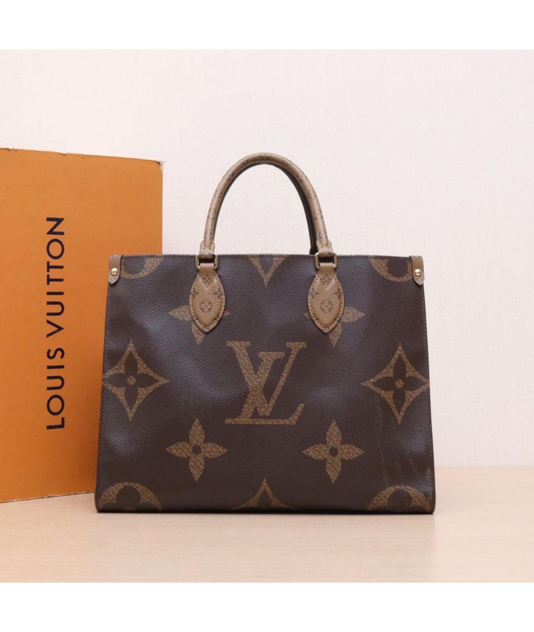 LOUIS VUITTON Коричневая кожаная сумка тоут, фото 2