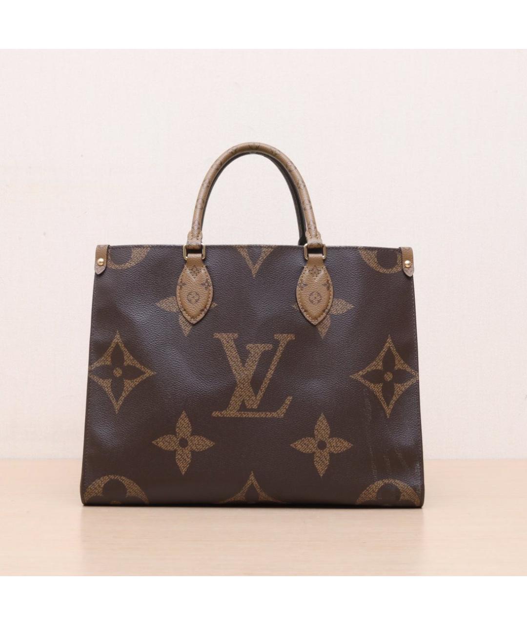 LOUIS VUITTON Коричневая кожаная сумка тоут, фото 3