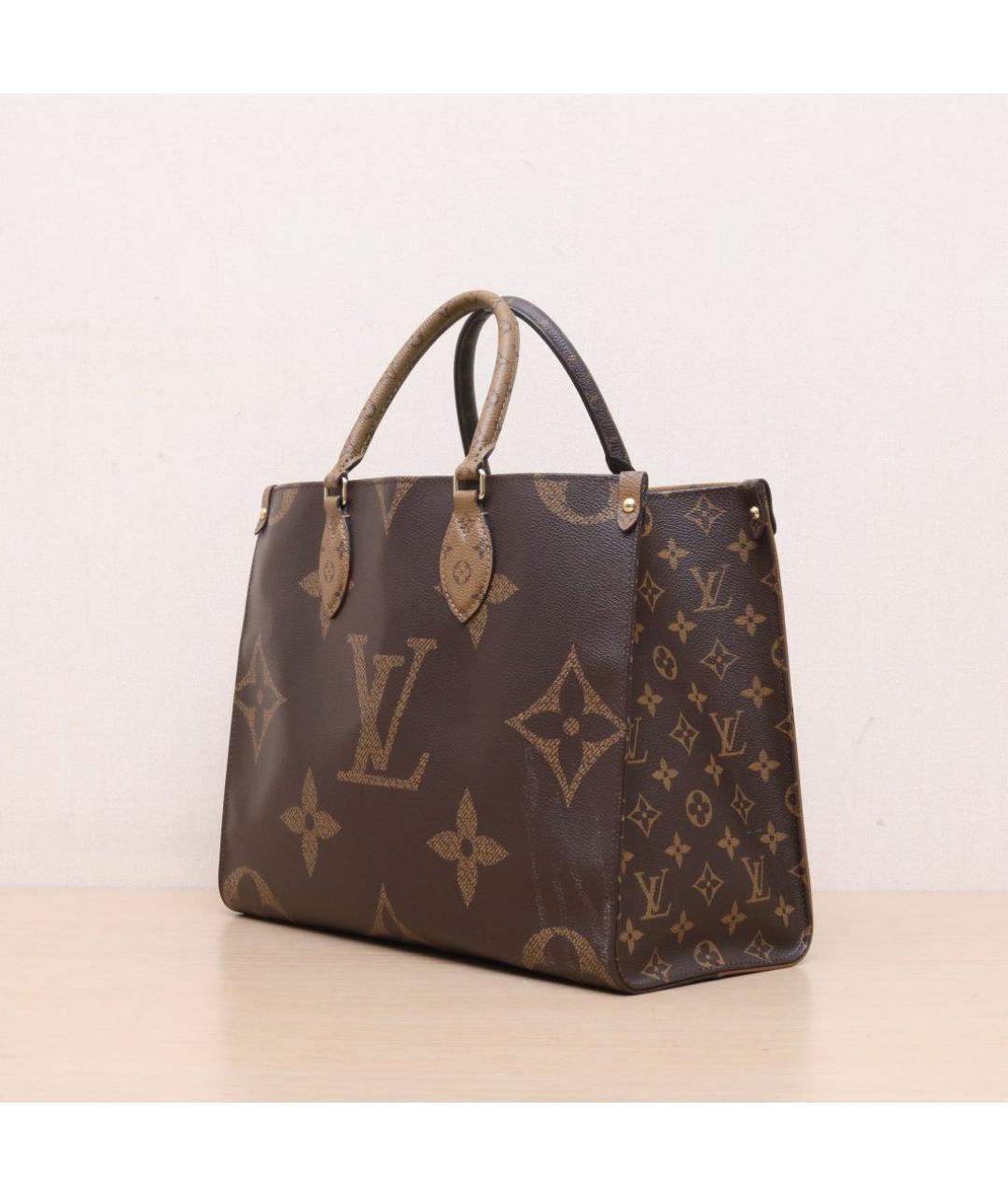 LOUIS VUITTON Коричневая кожаная сумка тоут, фото 4