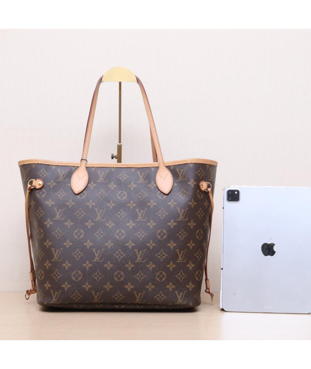 LOUIS VUITTON Коричневая кожаная сумка тоут, фото 7