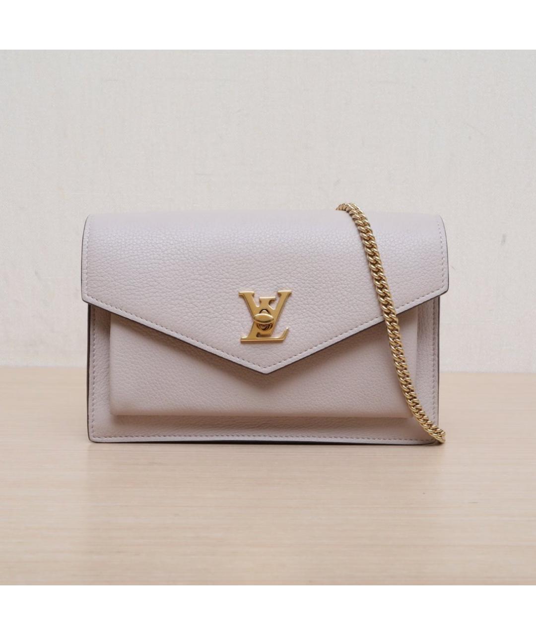 LOUIS VUITTON Бежевая кожаная сумка через плечо, фото 3