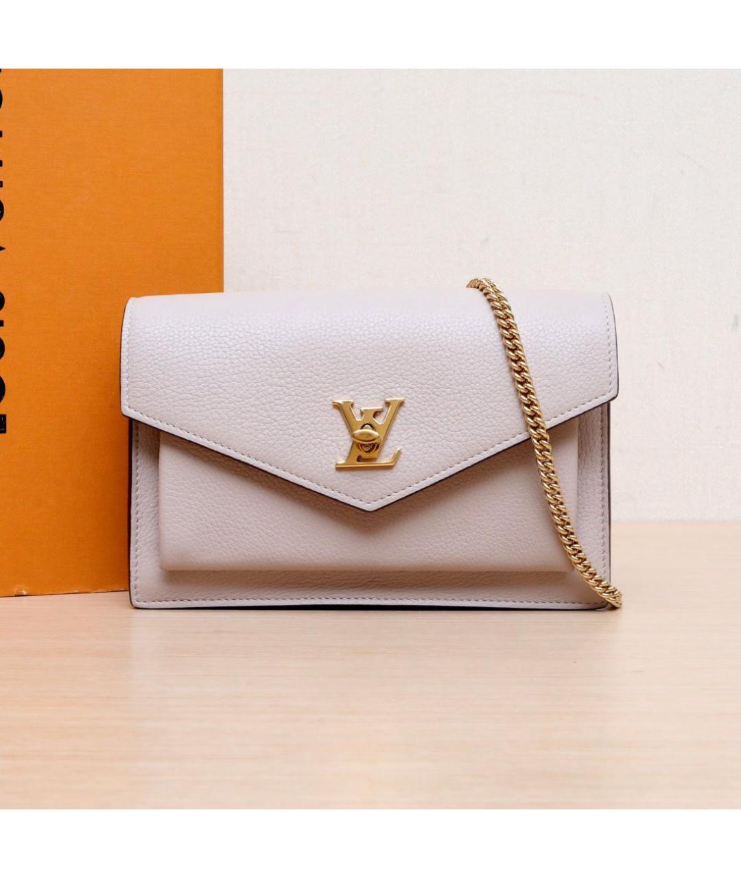 LOUIS VUITTON Бежевая кожаная сумка через плечо, фото 2