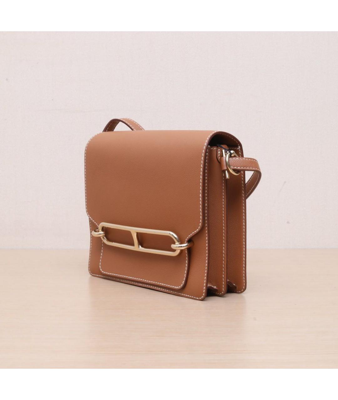 HERMES Коричневая кожаная сумка через плечо, фото 4