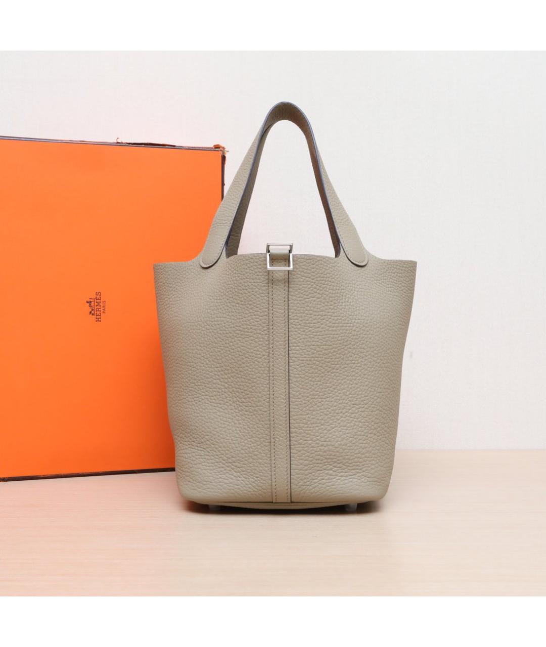 HERMES Коричневая кожаная сумка тоут, фото 2