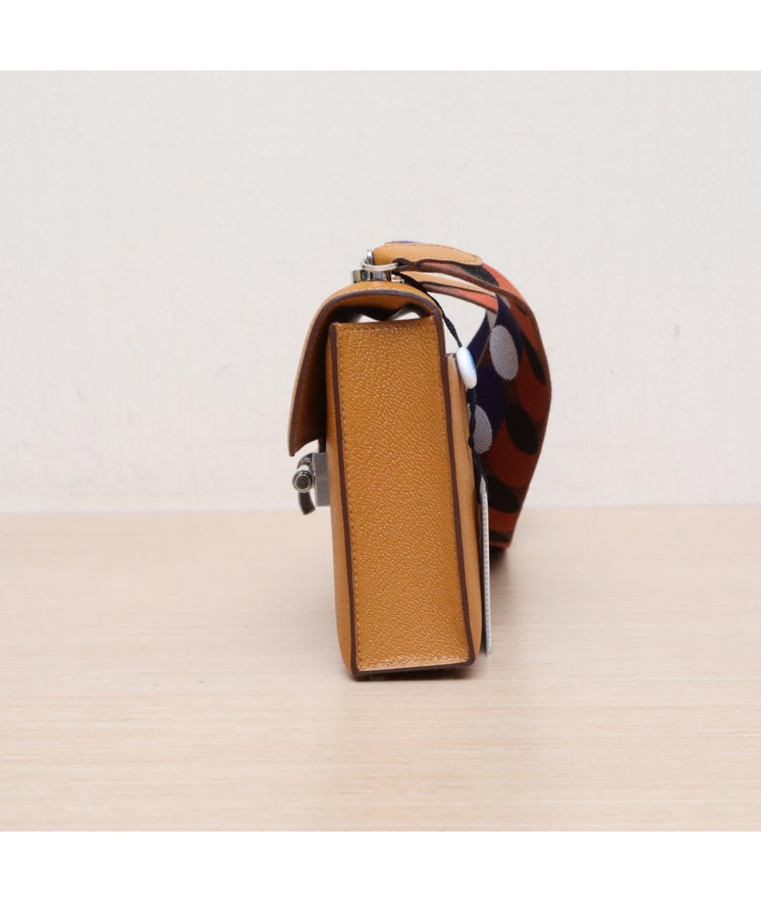 HERMES Горчичная кожаная сумка через плечо, фото 5