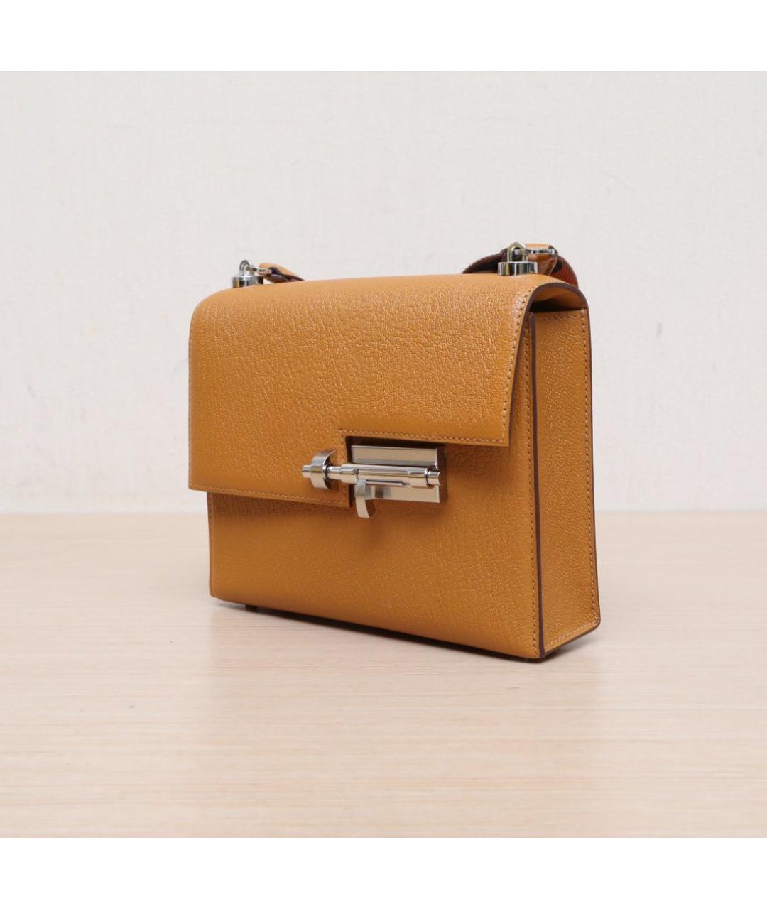 HERMES Горчичная кожаная сумка через плечо, фото 4