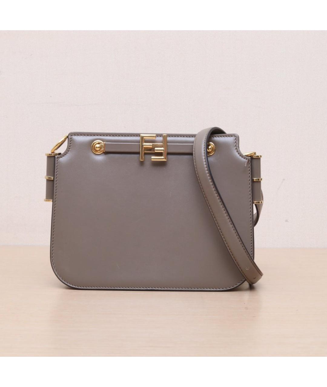 FENDI Коричневая кожаная сумка через плечо, фото 3