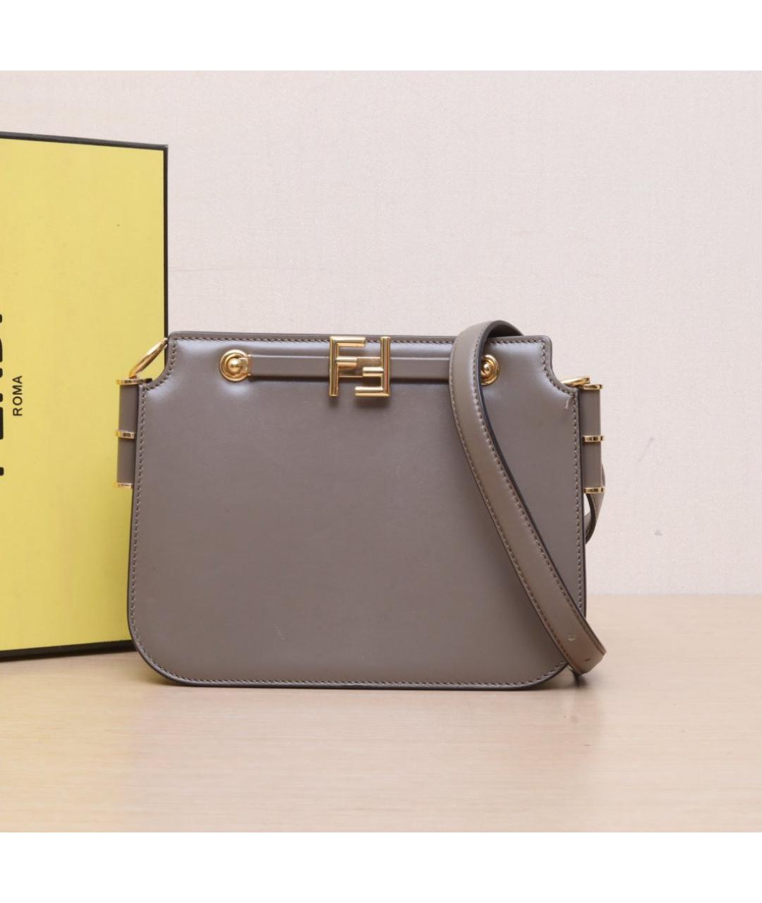 FENDI Коричневая кожаная сумка через плечо, фото 2