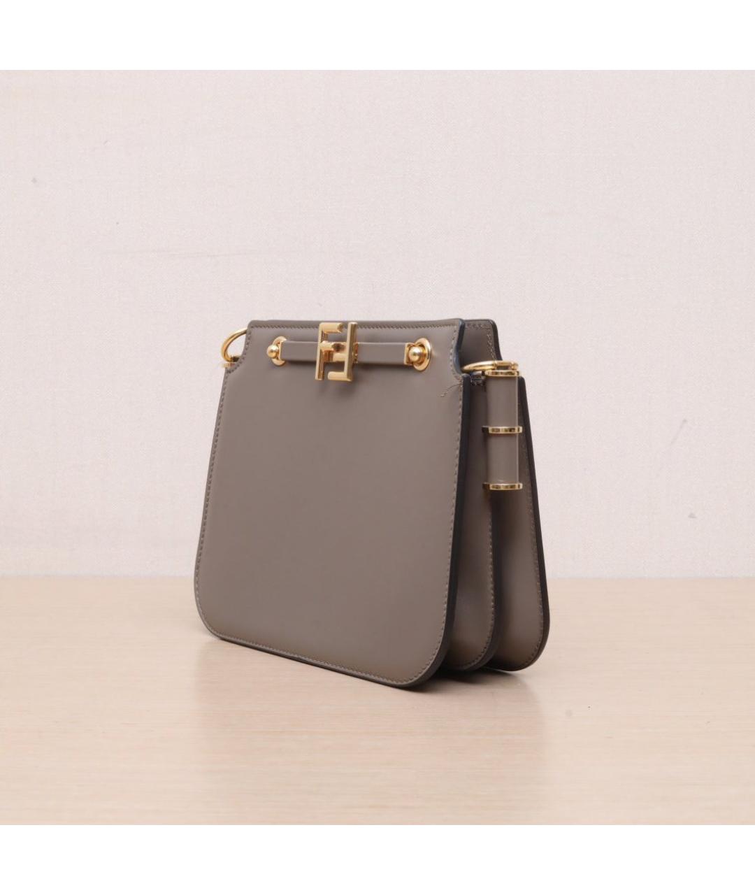 FENDI Коричневая кожаная сумка через плечо, фото 4