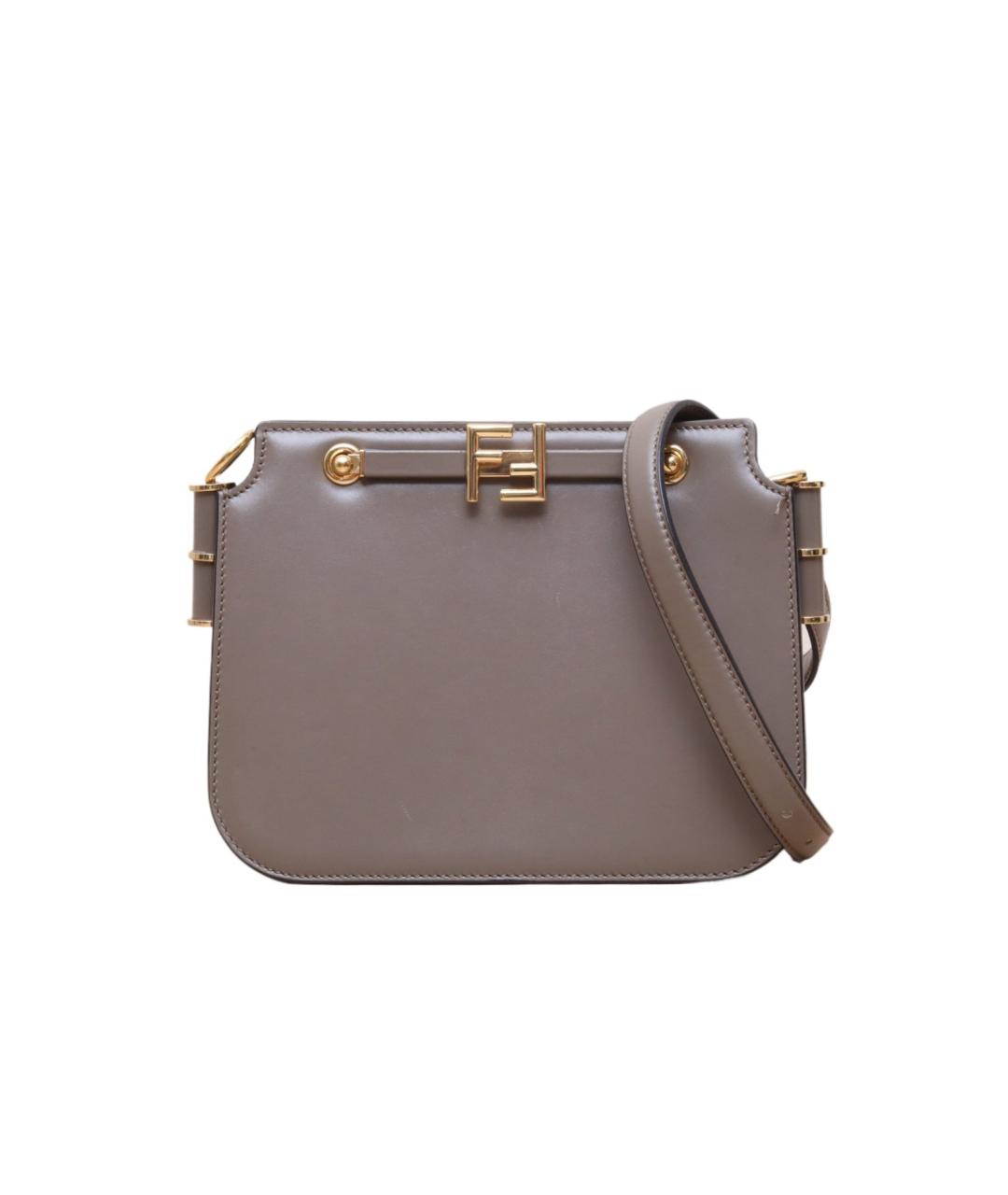 FENDI Коричневая кожаная сумка через плечо, фото 1