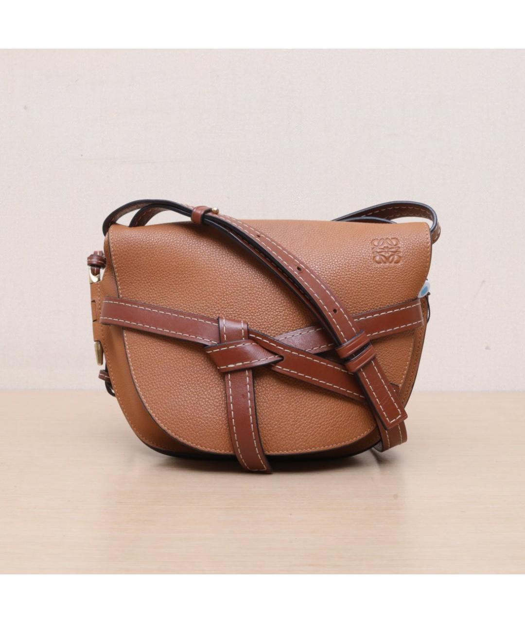 LOEWE Коричневая кожаная сумка через плечо, фото 3
