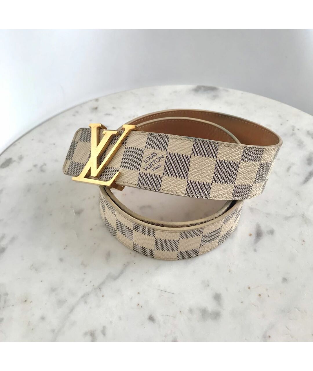 LOUIS VUITTON Бежевый кожаный ремень, фото 3