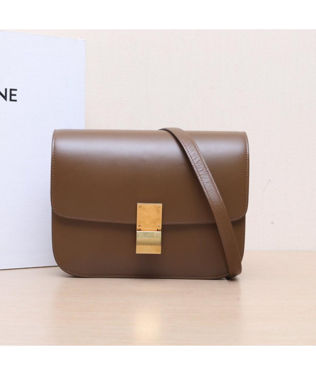 CELINE Коричневая кожаная сумка через плечо, фото 2