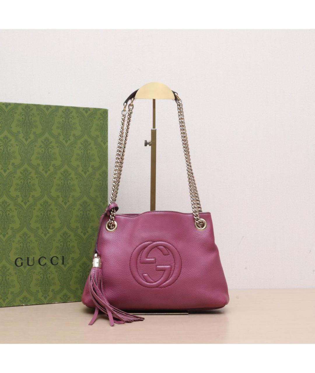GUCCI Бордовая кожаная сумка через плечо, фото 2