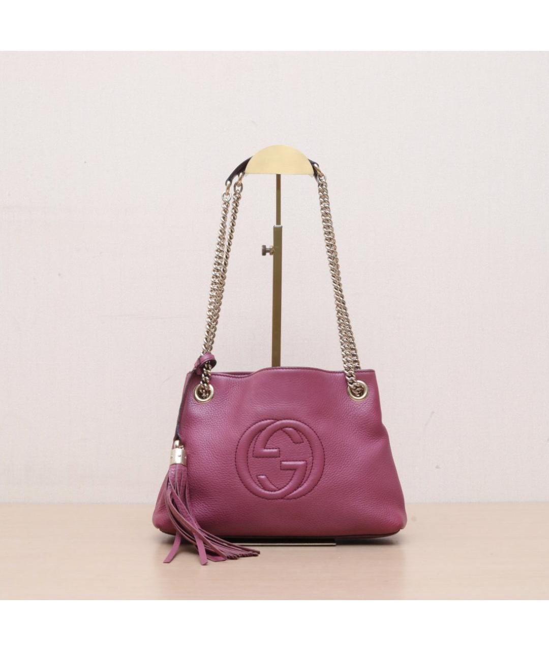 GUCCI Бордовая кожаная сумка через плечо, фото 3
